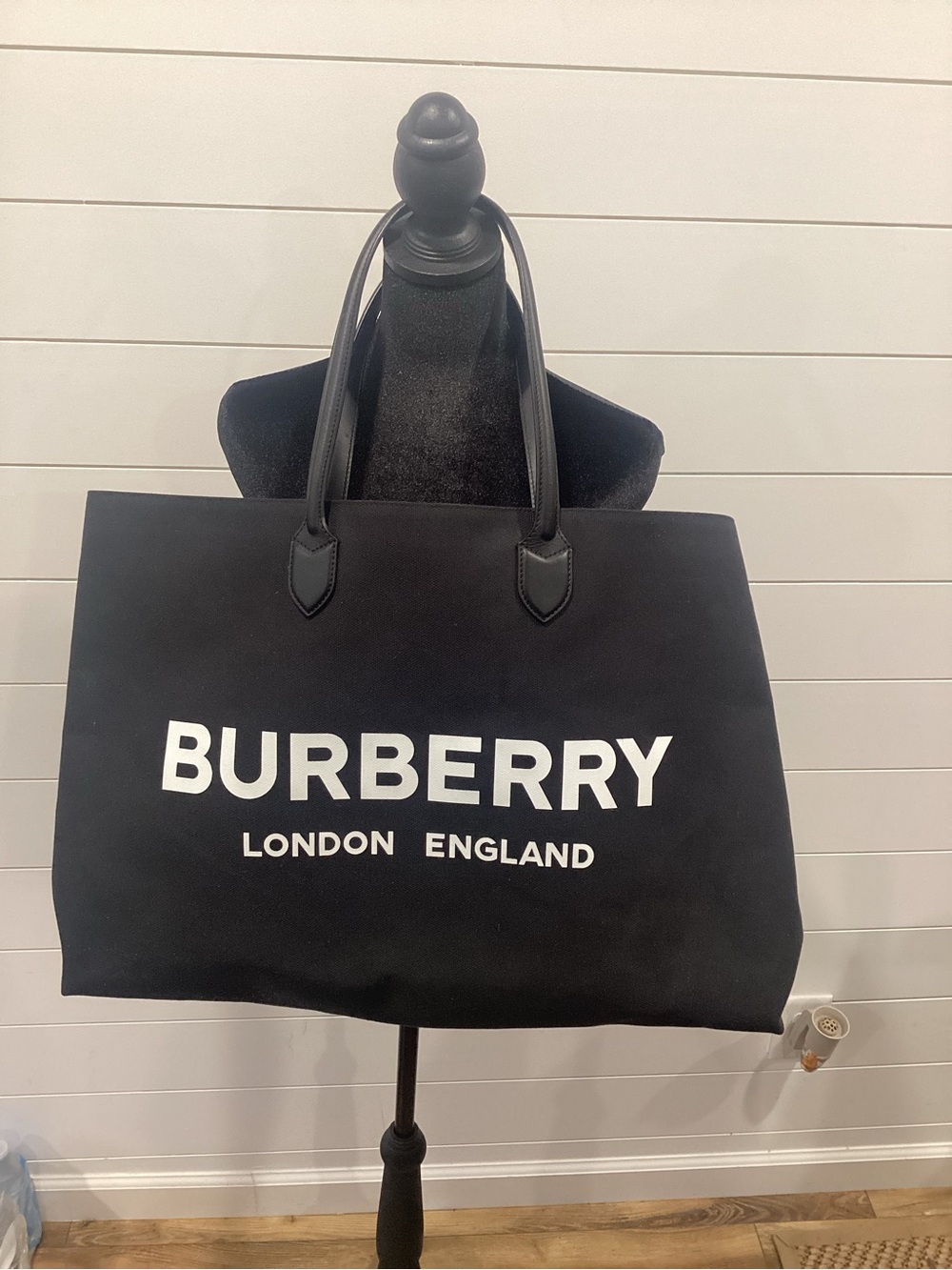 Burberry Black Canvas 'BURBERRY LONDON ENGLAND' Tote